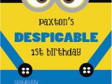 Minion 1st Birthday Invitations Despicable Minion Birthday Invitation Birthdays Minion