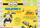 Minion 1st Birthday Invitations Minion Birthday Party Photo Invitation Fill In Thank You