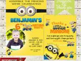 Minion 1st Birthday Invitations Minion Birthday Party Photo Invitation Fill In Thank You