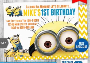 Minion 1st Birthday Invitations Minions Birthday Invitation 6 by Templatemansion On