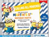Minion 1st Birthday Invitations Minions Birthday Invitation 7 by Templatemansion On