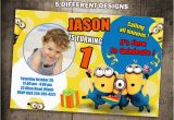 Minion 1st Birthday Invitations Minions Birthday Invitation Party Invite Photo Card Printable