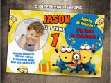 Minion 1st Birthday Invitations Minions Birthday Invitation Party Invite Photo Card Printable