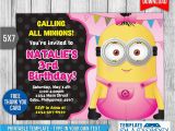 Minion Birthday Party Invites Girl Minion Invitation Birthday Invitation Psd by
