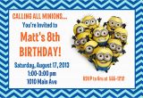 Minion Birthday Party Invites Minion Birthday Party Invitation Printable 4×6 or 5×7