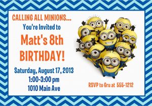 Minion Birthday Party Invites Minion Birthday Party Invitation Printable 4×6 or 5×7