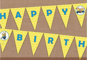 Minion Happy Birthday Banner Printable Despicable Me Minions Happy Birthday Banner Bunting Pennant