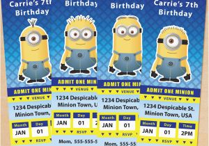 Minions Birthday Invitations Free Online Free Printable Despicable Me Minion Ticket Invitations