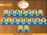 Minions Happy Birthday Banner Despicable Me Banner Printable Minions Birthday Party