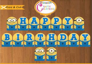 Minions Happy Birthday Banner Despicable Me Banner Printable Minions Birthday Party