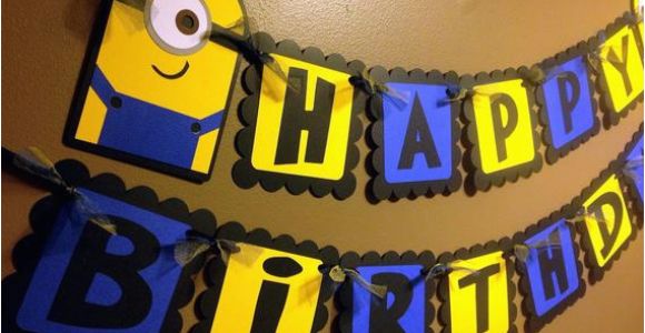 Minions Happy Birthday Banner Minion Despicable Me Inspired Happy Birthday Banner