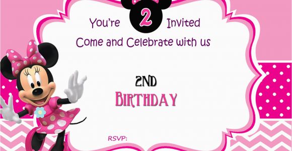 Minnie Invitations for Birthdays Free Minnie Mouse 2nd Birthday Invitation Template Free