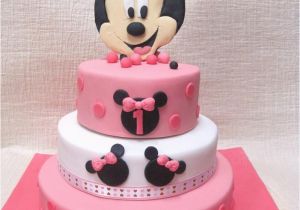 Minnie Mouse 1st Birthday Cake Decorations Mom and Daughter Cakes 3 Tiered Minnie Mouse Cake for 1st