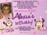 Minnie Mouse 1st Birthday Custom Invitations Minnie Mouse 1st Birthday Invitations Printable Digital File