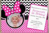 Minnie Mouse 1st Birthday Custom Invitations Minnie Mouse Chevron Birthday 1st Birthday Invitation 2nd