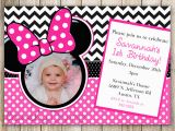 Minnie Mouse 1st Birthday Custom Invitations Minnie Mouse Chevron Birthday 1st Birthday Invitation 2nd