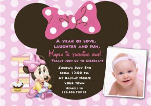 Minnie Mouse 1st Birthday Custom Invitations Minnie Mouse First Birthday Invitations Drevio