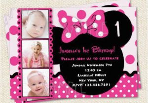 Minnie Mouse 1st Birthday Custom Invitations Minnie Mouse Inspired Custom Photo Birthday Party Invitations