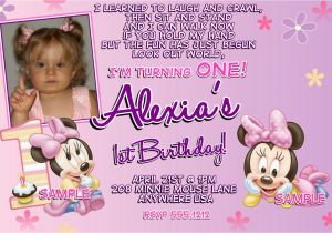 Minnie Mouse 1st Birthday Invitation Wording Minnie Mouse 1st Birthday Invitations Printable Digital File