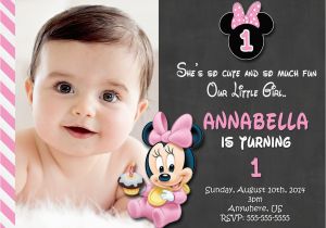 Minnie Mouse 1st Birthday Invitations Online Chalkboard Baby Minnie Mouse 1st Birthday Photo