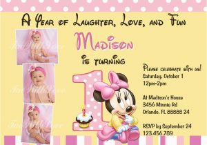 Minnie Mouse 1st Birthday Invitations Printable Minnie Mouse First 1st Birthday Printable Invitation