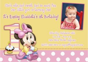 Minnie Mouse 1st Birthday Invitations with Photo Free Download Minnie Mouse 1st Birthday Invitations