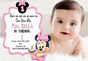 Minnie Mouse 1st Birthday Invitations with Photo Free Printable Minnie Mouse 1st Birthday Invitations