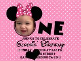 Minnie Mouse 1st Birthday Invitations with Photo Minnie Mouse Birthday Invitations Personalized Bagvania