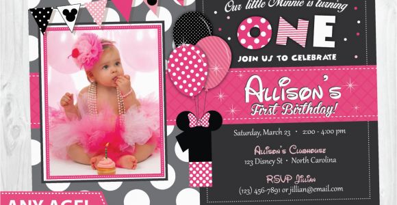 Minnie Mouse 1st Birthday Invites Minnie Mouse Birthday Invitation Minnie Mouse Inspired