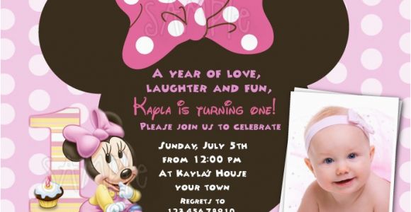 Minnie Mouse 1st Birthday Personalized Invitations Free Download Minnie Mouse 1st Birthday Invitations