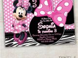 Minnie Mouse Birthday Invitations Diy Items Similar to Zebra Minnie Mouse Birthday Invitation