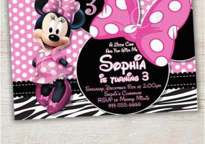 Minnie Mouse Birthday Invitations Diy Items Similar to Zebra Minnie Mouse Birthday Invitation