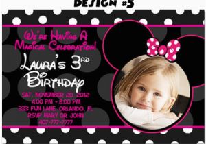 Minnie Mouse Birthday Invitations Diy Minnie Mouse Photo First Birthday Party Invitations Mickey