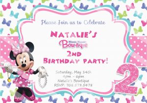 Minnie Mouse Bowtique Birthday Invitations Disney Minnie Mouse Bowtique Birthday Invitations