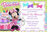 Minnie Mouse Bowtique Birthday Invitations Minnie Bowtique Birthday Invitation Invite Minnie Mouse