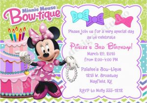 Minnie Mouse Bowtique Birthday Invitations Minnie Bowtique Birthday Invitation Invite Minnie Mouse