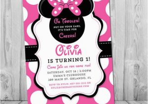 Minnie Mouse First Birthday Invites Minnie Mouse 1st Birthday Invitations Printable Girls
