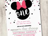 Minnie Mouse First Birthday Invites Minnie Mouse First Birthday Invite Girl 1st by