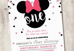 Minnie Mouse First Birthday Invites Minnie Mouse First Birthday Invite Girl 1st by