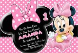 Minnie Mouse Invitations for 1st Birthday Minnie Mouse First Birthday Invitations Drevio
