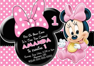 Minnie Mouse Invitations for 1st Birthday Minnie Mouse First Birthday Invitations Drevio