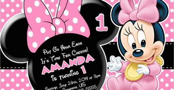Minnie Mouse Invitations for 1st Birthday Minnie Mouse First Birthday Invitations Drevio