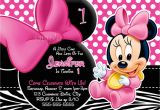 Minnie Mouse Invitations for 1st Birthday Personalized Minnie Mouse First Birthday Invitations