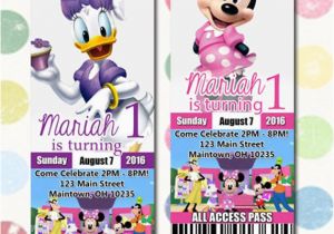 Minnie Mouse Ticket Birthday Invitations Minnie Mouse Daisy Duck Birthday Party Invitation Ticket Style