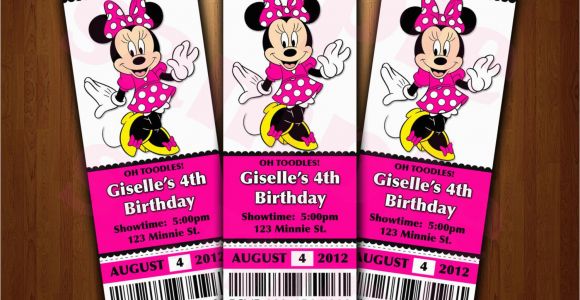 Minnie Mouse Ticket Birthday Invitations Minnie Mouse Ticket Invitation Printable Diy Invite Red or