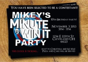 Minute to Win It Birthday Party Invitations Minute to Win It Birthday Party Invite 4×6 or 5×7 by