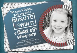 Minute to Win It Birthday Party Invitations Minute to Win It Party Invite Photo Optional Fun for Big