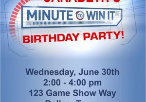 Minute to Win It Birthday Party Invitations Minute to Win It Party