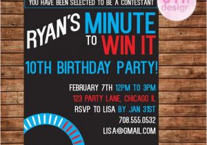 Minute to Win It Birthday Party Invitations Minute to Win It Printable Birthday Invitation