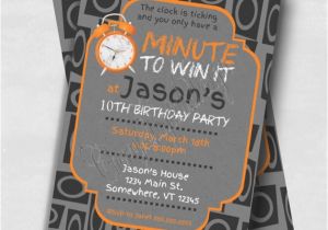 Minute to Win It Birthday Party Invitations Minute to Win It Printable or Printed Birthday Invitations
